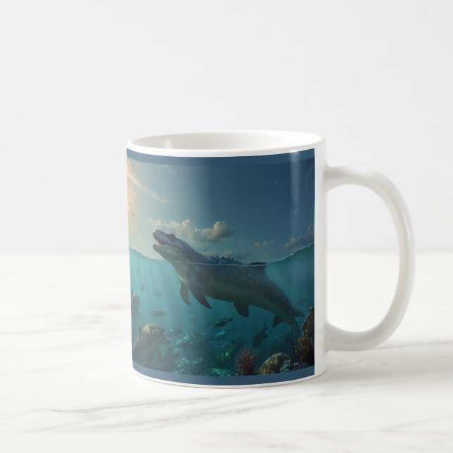 Sunbathing Mosasaurs (Dinosaur Art) Mug (Right)