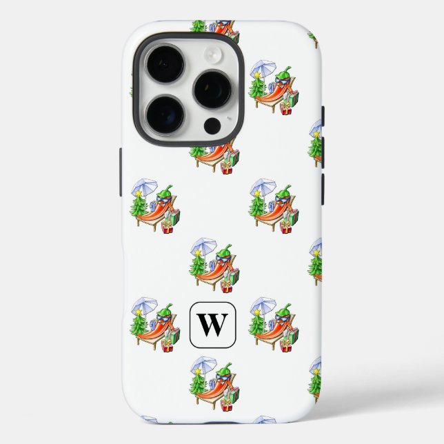 Sunbathing Pepper Christmas Edition Add Initial Case-Mate iPhone Case (Back)