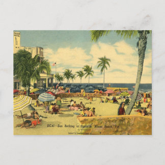 Sunbathing Seaside at Miami Beach. Holiday Postcard