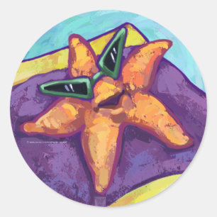 Sunbathing Starfish Classic Round Sticker