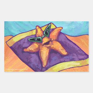Sunbathing Starfish Rectangular Sticker