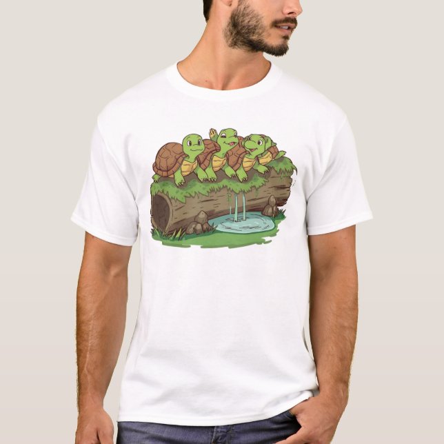 Sunbathing Turtle Crew – Log Life Tee (Front)