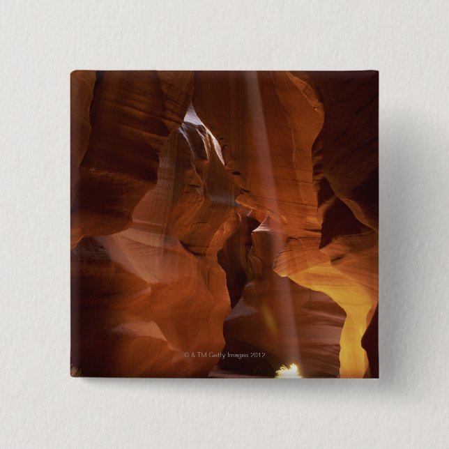 Sunbeam hitting tumbleweed on canyon floor 15 cm square badge (Front)