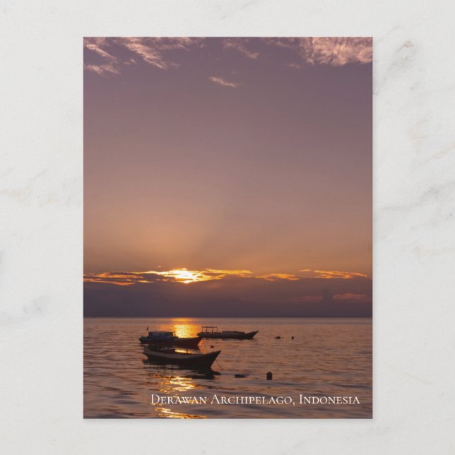 Sunbeam Sunset Rays Floating Boats Sea Twilight Postcard (Front)