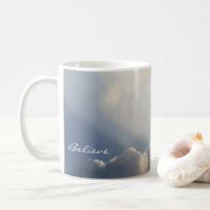 Sunbeam White Clouds Inspirational Believe Coffee Mug