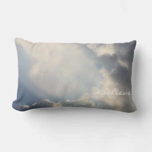 Sunbeam White Clouds Inspirational Believe Lumbar Cushion
