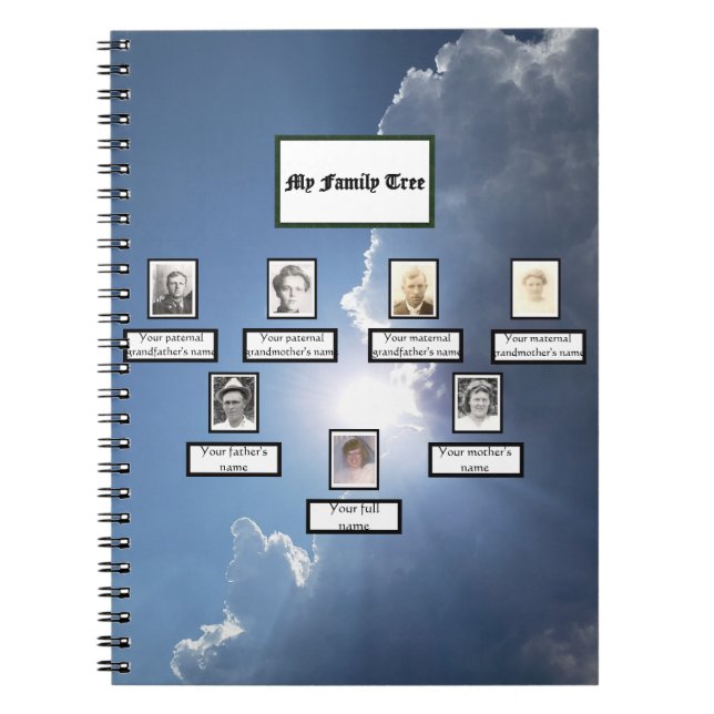 Sunbeams and Clouds Three Generation Family Tree  Notebook (Front)