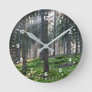 Sunbeams in the Black Forest Round Clock