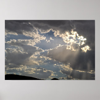 Sunbeams Through Desert Storm Clouds Poster