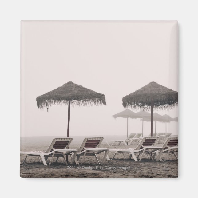 Sunbeds And Umbrella On Playamar Beach Magnet (Front)