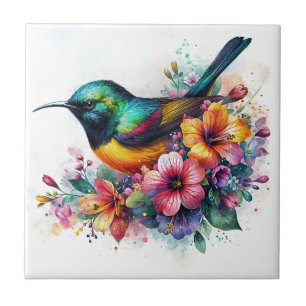 Sunbird Watercolor Art Ceramic Tile