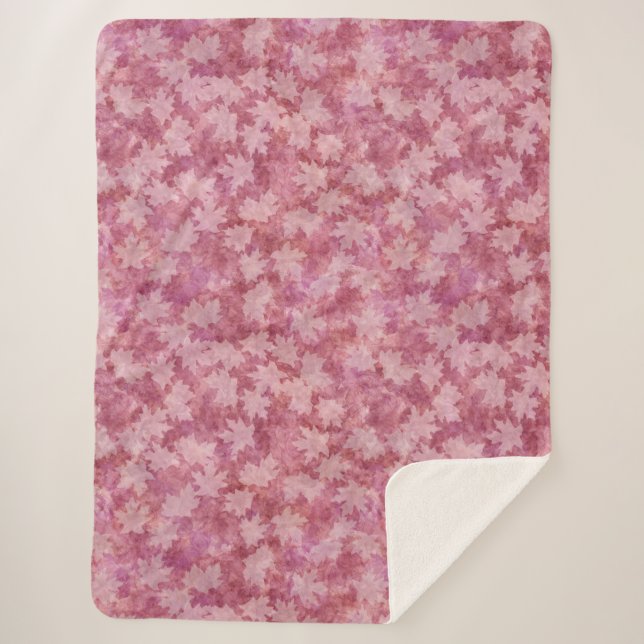 Sunbleached Maple Leaves on Red Sherpa Blanket (Front)