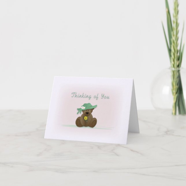Sunbonnet Teddy Bear Thinking of You card (Front)