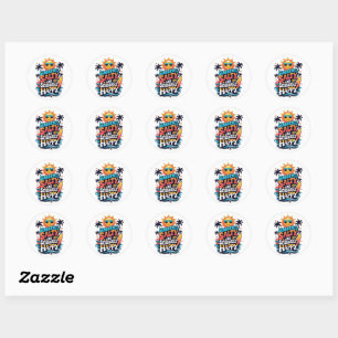 Sunburned Salty and Happy – Retro Beach Vibes Classic Round Sticker