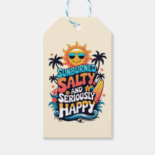 Sunburned Salty and Happy – Retro Beach Vibes Gift Tags
