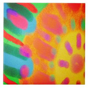 Sunburst Abstract Digital Painting Ceramic Tile