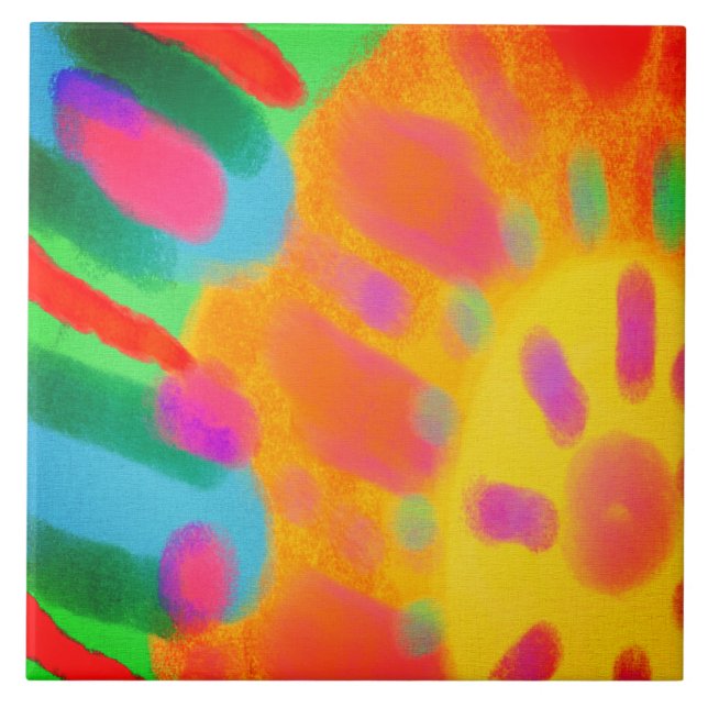 Sunburst Abstract Digital Painting Ceramic Tile (Front)