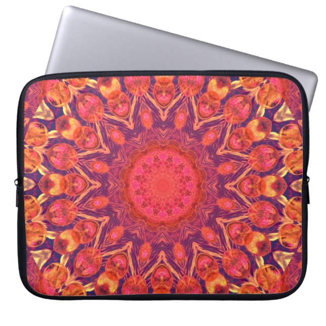 Sunburst, Abstract Star Circle Dance Laptop Sleeve (Front)