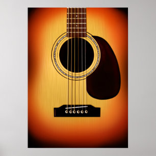 Sunburst Acoustic Guitar Poster