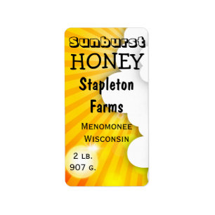 Sunburst and Clouds Honey Jar Label
