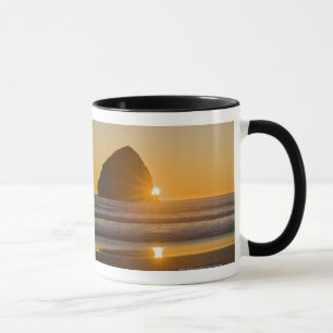 Sunburst And Haystack Rock At Cape Kiwanda Mug
