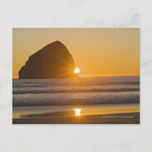 Sunburst And Haystack Rock At Cape Kiwanda Postcard