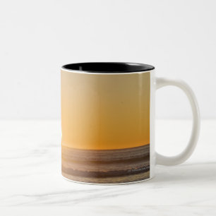 Sunburst And Haystack Rock At Cape Kiwanda Two-Tone Coffee Mug