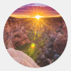 Sunburst at Canyon de Chelly, AZ Classic Round Sticker
