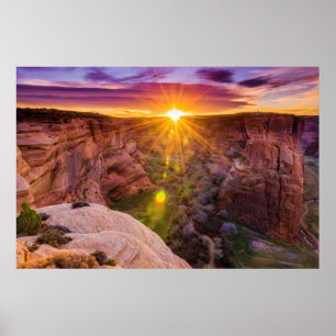Sunburst at Canyon de Chelly, AZ Poster