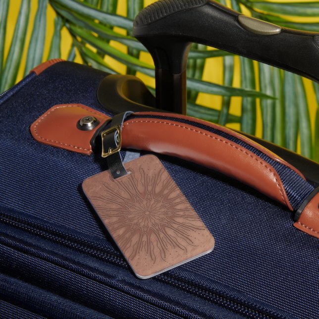 Sunburst boho mandala luggage tag (Front Insitu 1)