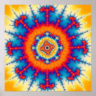 Sunburst Fractal Mandala Abstract Starburst Poster