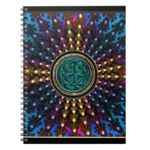 Sunburst Fractal Mandala with Celtic Knot Notebook