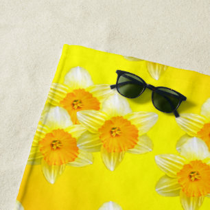 Sunburst Golden Daffodils, Beach Towel