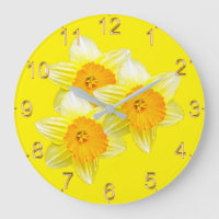 Sunburst Golden Daffodils, Lge Wall Clock