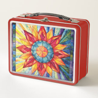 Sunburst Medallion Quilt Metal Lunch Box