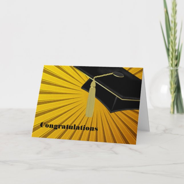 Sunburst & Mortarboard Graduation Card (Front)