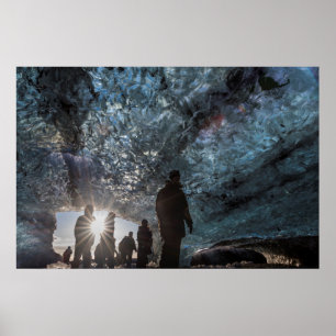 Sunburst On People In Ice Cave Poster