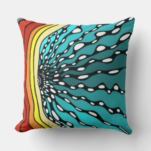 Sunburst pillow rainbow home decor art retro