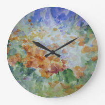 Sunburst Poppies Decorative Wall Clock