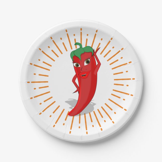 Sunburst Red Hot Pepper Diva  Paper Plate (Front)