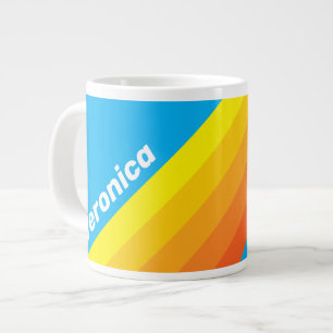 Sunburst Sea Stripes with Name Large Coffee Mug