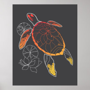 Sunburst Sea Turtle Poster