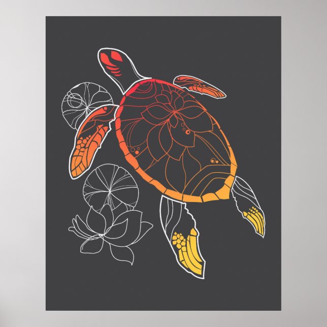 Sunburst Sea Turtle Poster (Front)