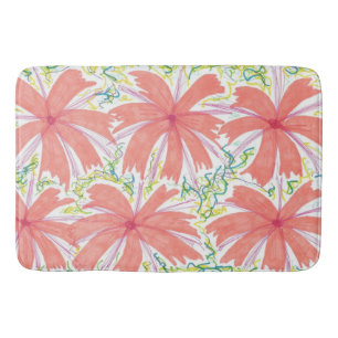 Sunburst Tropical Flower Pattern Bath Mat
