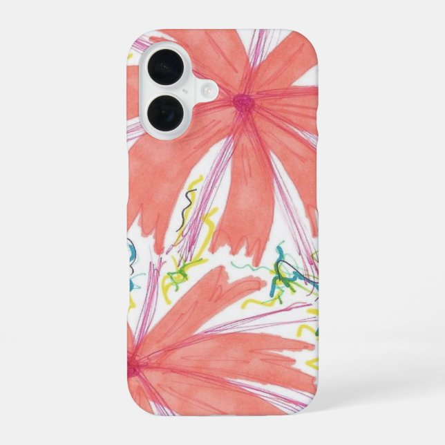 Sunburst Tropical Flower Pattern iPhone 16 Case (Back)