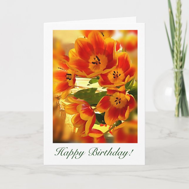 sunburst Tulip Birthday wishes Card (Front)