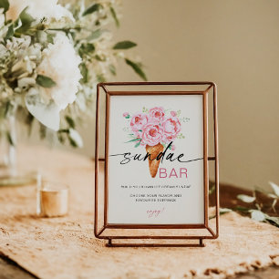 Sundae Bar Ice Cream Scooped Up Themed Sign 