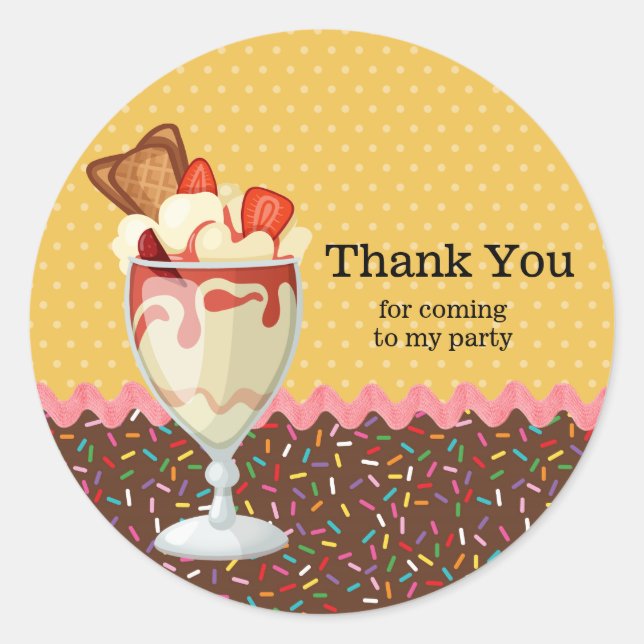 Sundae * choose background colour classic round sticker (Front)