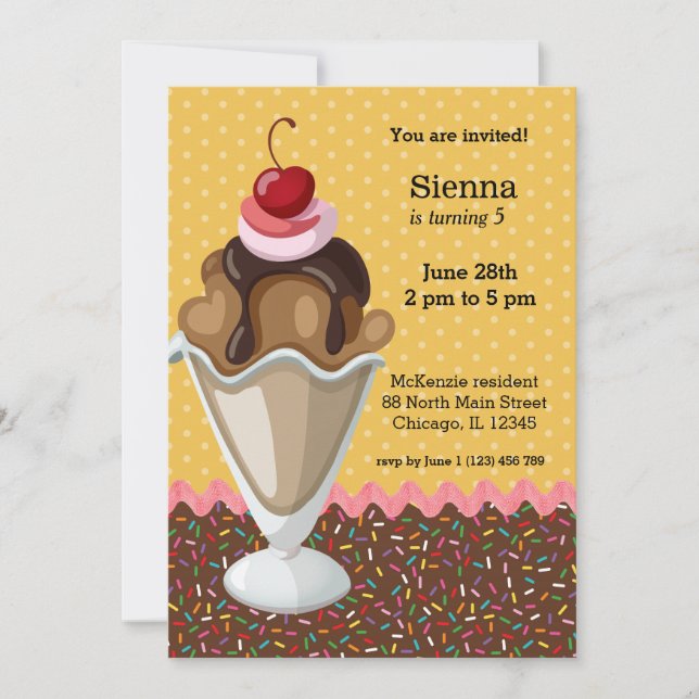 Sundae * choose background colour invitation (Front)