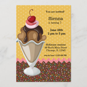 Sundae * choose background colour invitation